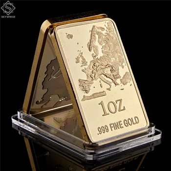 Evropski Zemljevid Replika Gold Bar 1 OZ 999 čistega Zlata Spominski Kovanec Zbirka 136302