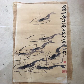 Kitajski stare Rižev papir slika Qi Baishi je kozice slikarstvo 100334