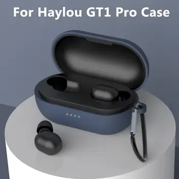 Silikonski Pokrov Primeru Za Haylou Anti-scratch Bluetooth Brezžične Slušalke Kritje Za Haylou GT1 PRO TWS Polnjenje Box Vrečke S Kavljem