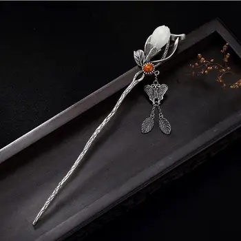 Izključno prvotni načrt magnolija cvet ostra obesek Kitajski retro slogu svetlobno razkošje čar ženske srebrni nakit