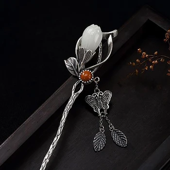 Izključno prvotni načrt magnolija cvet ostra obesek Kitajski retro slogu svetlobno razkošje čar ženske srebrni nakit