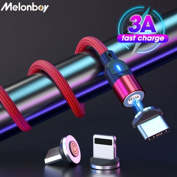 Melonboy Magnetni Polnilnik 3A USB C Kabel Za iPhone, Samsung Android Telefon Xiaomi Magnet, USB Podatkovni Kabel, Hitro Polnjenje Kabel