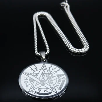 Skrivnostni Pentagram iz Nerjavečega Jekla Verige Ogrlice za Moške Zlato Barvo Srečo, Amulet Nakit 102481