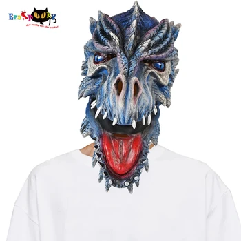 Eraspooky Grozo Ice Blue Frozed Zmaj Cosplay Masko Srednjeveška Legenda Pošast Iz Lateksa Maske Halloween Kostum Rekviziti Pokrivala