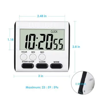 Kvadratni Digitalni LCD Zaslon Kuhinjski Timer, Digitalno Kuhanje Count Up Odštevanje Alarm Spanja Štoparice Ura Kuhinjski Timer Za Kuhanje