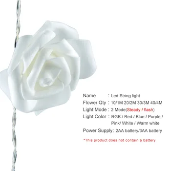 Baterija Upravlja 1M/2M/3M/4M LED Rose Cvet Garland Božični Praznik Niz Luči Za Valentinovo Poročno Dekoracijo гирлянда