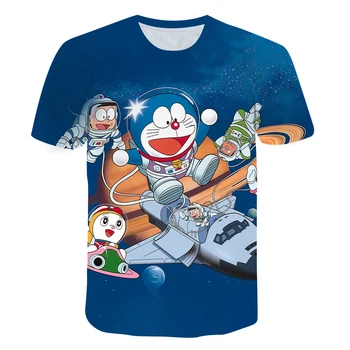 Anime Doraemon T-Shirt Poletje 4-14 Y Otroci Vrhovi Tee Smešno Harajuku T-shirt Fant Kratek Rokav Ulične 3D Cartoon Majice 1031