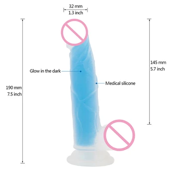 Erotično Žareti v Temno Vibrator iz Silikona, Svetlobna Realističen Dildo Sesalni Strapon Penis Blaga za Odrasle Sex Igrače za Ženske