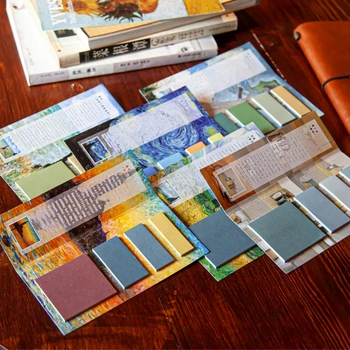 100 kozarcev/serije retro Van Gogh lepljive opombe samolepilne napiše 2021 pisarniški pisarniški material barva opomba nalepke