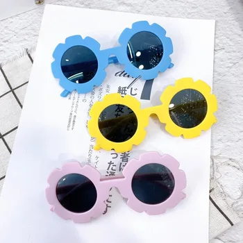 PC Okvir Mat Moda Otroci sončna Očala Luštna Dekleta, Fantje, Otroci sončna Očala Krog Cvet Prostem Ulične Očala Goggle UV400