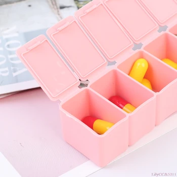 2Pcs Srčkan Mini 7 dan Tabletke Imetnik Pill Box Organizator Tabletke Posodo Prenosni Potovanja Tedensko Shranjevanje Primera