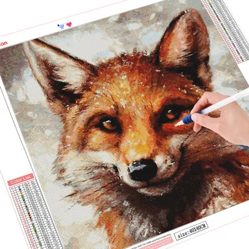 HUACAN Celoten Kvadratni Sveder Diamantni Slikarstvo Fox Sneg Obrti Kit Prodaje Diamond Vezenje Živali Mozaik Zimsko Dekoracijo Doma