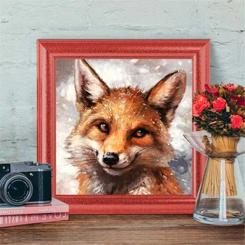 HUACAN Celoten Kvadratni Sveder Diamantni Slikarstvo Fox Sneg Obrti Kit Prodaje Diamond Vezenje Živali Mozaik Zimsko Dekoracijo Doma