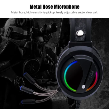 Gaming Slušalke Igralec 7.1 Prostorski Zvok, USB 3,5 mm Žično RGB Svetloba Igra Slušalke z Mikrofonom za Tablični PC, Xbox Eno 360