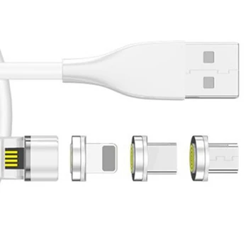 540 Stopinj Vrtljivo Koleno Magnetni Kabel za Polnjenje, 3 v 1 Magnetni Polnilnik USB, Kabel White Mobilni Kabel