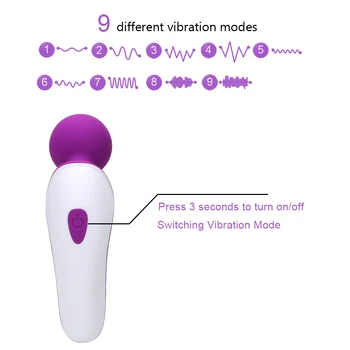 Mini Vibrator z vibriranjem Massager Palico Ženska Masturbacija Klitoris Spodbujanje Čarobno AV Palico 9 Hitrosti Sex Igrače za Ženske 10515