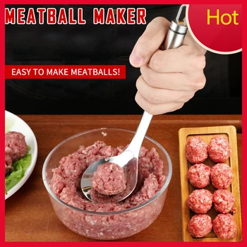 Iz Nerjavečega Jekla Meatball Žlico Creative Non-Stick Zajemalka Z Dolgo Ročico Uhajanje Luknjo Meatball Maker Plesni Kuhinja Utensil