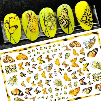 2 Listov/Veliko Različnih Pisanih Rož, Listov Leopard Metulj Državne Zastave Lepilo Nail Art Nalepke za Dekoracijo Manikura DIY