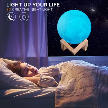 3D Tiskanje Luna Lučka Galaxy Mesečini 16 Sprememba Barve Dotik in Daljinsko upravljanje kot Darila Luna Lučka Za Otroke, Soba Namizna Svetilka