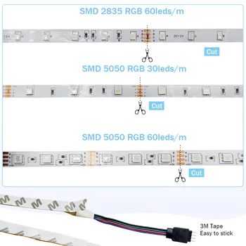 5050 RGB 60LEDs WiFi LED Trak Svetlobe, 5M 10 M 15M LED Trak luces led luči strip12V Prilagodljiv Trak Led luči za Sobno Dekoracijo