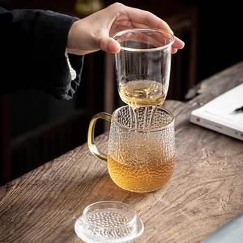 Čaj Vrč s Filtrom Pokrov 400ml prozornega Stekla Pokal Kitajski Kung Fu Teaware Teacup Cvet Čaj Skodelica Kave Skodelice Doma Drinkware Obrti