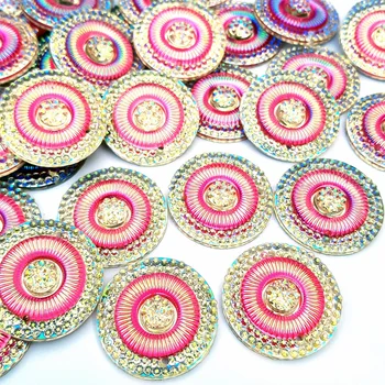 Priljubljena Smolo krog 6 barvno 25 mm Sew na Ab strass kamni in kristali okrasnih šivanje oblačil oblačilo, modni ličila za diy