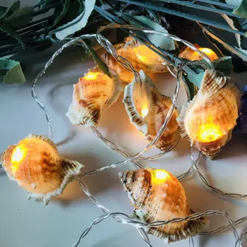 Mediteranska Niz LED Luči Naravnih Morja Lupine Conch Ročno Ustvarjalne Diy Niz Luči baterije Led Luči Soba Dekor