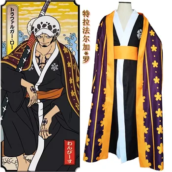 Anime Cosplay Enem Kosu Trafalgar Prava Cosplay Kostumi, Moške Luksuzni Kimono kopalni plašč Celoten Sklop Perilo + Plašč + Pasu XS-3XL