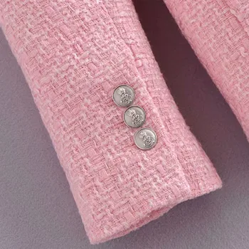 ZREDARA 2021 novo pomlad in jesen ženska jakna roza teksturo dvojno zapenjanje priložnostne svoboden dolgo sleeved jopič plašč