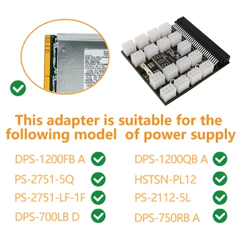 Rudarstvo 1200W Strežnik PSU Napajanje Zlom Odbor Adapter z 12/17 Vrata ATX 6 Pin za PPD-800GB 1200FB 1200QB A
