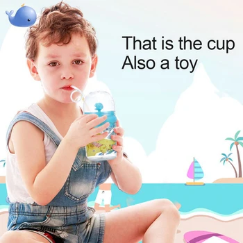 250 ml Risanka Kita razprševanje Vode Otroci Hranjenje Pokal Pijačo Steklenico Vrč s Slamo