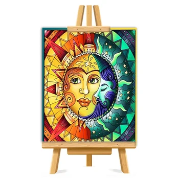 Umetnost Sonca In Lune Slika DIY Barvanje Z Številkami, Barvanje Nič Podlagi HandPainted Oljna slika Edinstveno Darilo Doma Dekor 11034