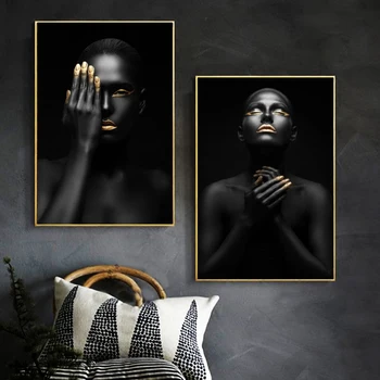 Platno Stensko Slikarstvo Umetnost Sliko Natisne Črna Ženska na Platnu Brez Okvirja Doma Dekor Steni Plakat Cuadros Dekoracijo za dnevno Sobo