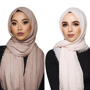 95*190 cm muslimanskih žensk crinkle hidžab šal femme musulman mehko bombažno headscarf islamske hidžab šali in obloge veleprodajno ceno