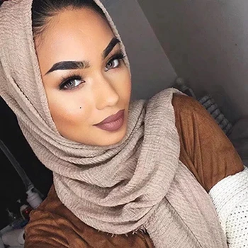 95*190 cm muslimanskih žensk crinkle hidžab šal femme musulman mehko bombažno headscarf islamske hidžab šali in obloge veleprodajno ceno