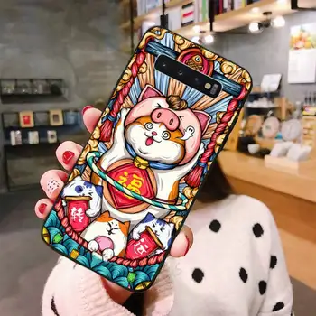 Kitajski slog slikarstvo Bog Bogastva, ki je Srečen Mačka Primeru Telefon Za Samsung A50 A51 A71 A20E A20S S10 S20 S21 S30 Plus ultra 5G M11