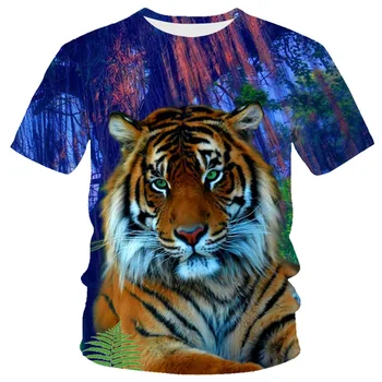 2021 Živali tiger 3d tiskanje moda za moške in ženske T-shirt priložnostne O-vratu, ohlapno moška oblačila dihanje hip-hop T-shirt