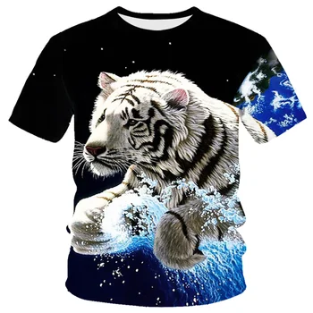 2021 Živali tiger 3d tiskanje moda za moške in ženske T-shirt priložnostne O-vratu, ohlapno moška oblačila dihanje hip-hop T-shirt