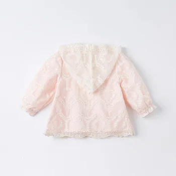 DB16723 dave bella pomlad baby dekleta modni vezenino hooded suknjič otroci vrhovi dojenčka, malčka vrhnja oblačila