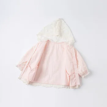 DB16723 dave bella pomlad baby dekleta modni vezenino hooded suknjič otroci vrhovi dojenčka, malčka vrhnja oblačila