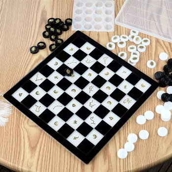 Kristalno Epoksi Smolo Plesni Mednarodni Šahovski Komplet 3D Šah Kosov Šahovnice Litje Silikonski Kalup za DIY Handmad Obrti Orodje 112246