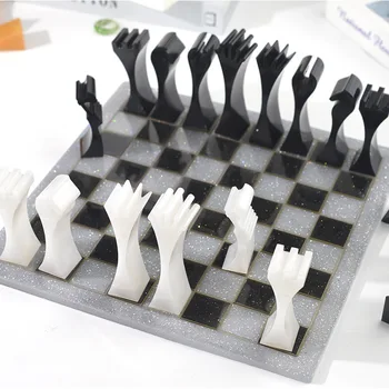 Kristalno Epoksi Smolo Plesni Mednarodni Šahovski Komplet 3D Šah Kosov Šahovnice Litje Silikonski Kalup za DIY Handmad Obrti Orodje