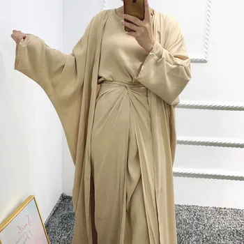 Ramadana Dubaj Abaya Kimono tam kaftan Abayas za Ženske turški Afriške Obleke 4pcs Muslimanskih Določa Hidžab Obleko arabski Islam Oblačila 112740