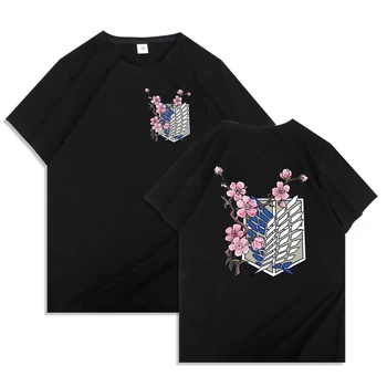Japonski Anime Moški Majica s kratkimi rokavi Ogled Legije Oblačila Shingeki Ne Kyojin Tee Shirt Napad Na Titan Velikan Moški Ženske kratek rokav T-s
