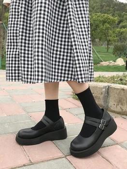 2021 Mary Jane čevlji ženska poletje novo Študent Platformo študent Trdna Japonski Slog letnik Stanovanj usnjeni čevlji Dekleta