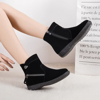 CEYANEAO Zimski Čevlji Za Ženske Škornji 2020 Moda Toplo Plišastih Gleženj Škornji Za Ženske Non-slip Zadrgo Škornji Ženski Plus Velikost 43