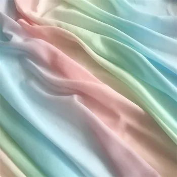 Barvita Šifon Tkanine Ombre Gradient Mehko Ples poročne tkanine Mavrica Sweet Candy Barve, ki Teče Tkanine 150 cm širina Do 1 Dvorišču