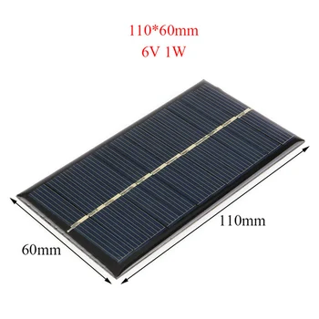 Prenosni Sončne Celice 1W 6V Polikristalni Solarni Panel Elektronskega DIY Modul Za Baterije, Mobilni Telefon, Polnilnike 110x60x2.5 mm