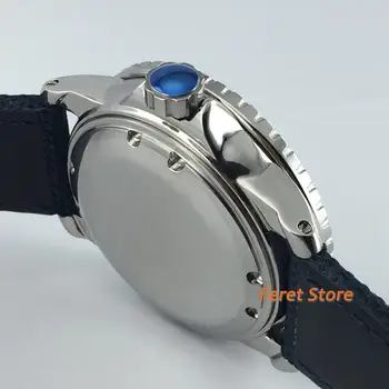 Novo Corgeut 45mm srebrno jeklo primeru, sijoča modra številčnica modro ploščo luksuzno usnjeno traku samodejno mens mehanske zapestne watch