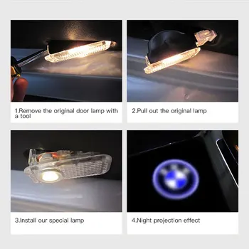 2Pcs LED Auto Vrata Dobrodošli Svetlobe HD Simbol z Logotipom Lasersko Projekcijo Sveti Duh Shadow Dovoljenjem Luči Za BMW Deli 11472